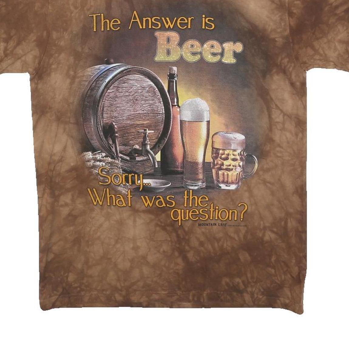 THE MOUNTAIN Mens Brown Graphic T-Shirt M Short Sleeve Crew Neck Beer Theme