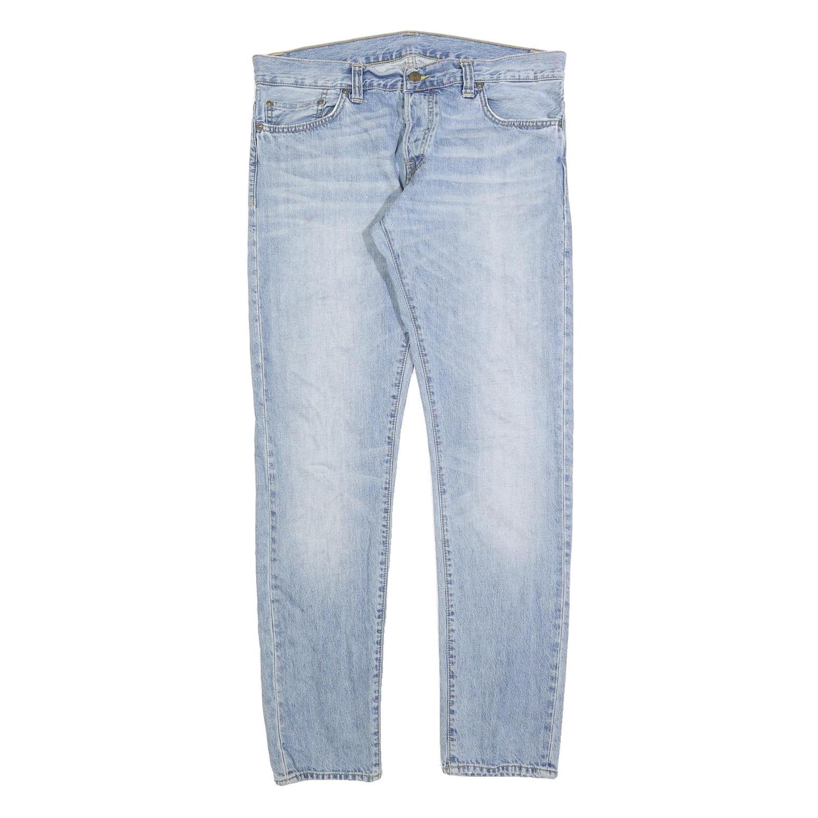 CARHARTT Mens Slim Light Blue Jeans Denim W31 L32 Button Closure Casual Wear