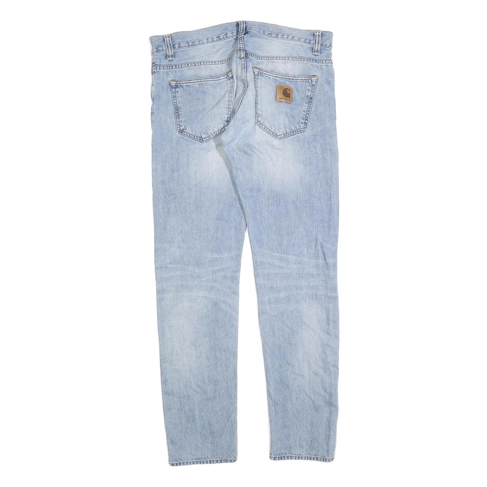 CARHARTT Mens Slim Light Blue Jeans Denim W31 L32 Button Closure Casual Wear