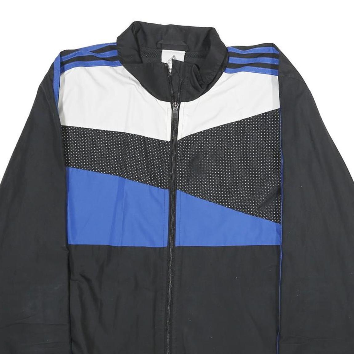 ADIDAS Mens Black & Blue Zip Track Jacket M Polyester Sport Casual