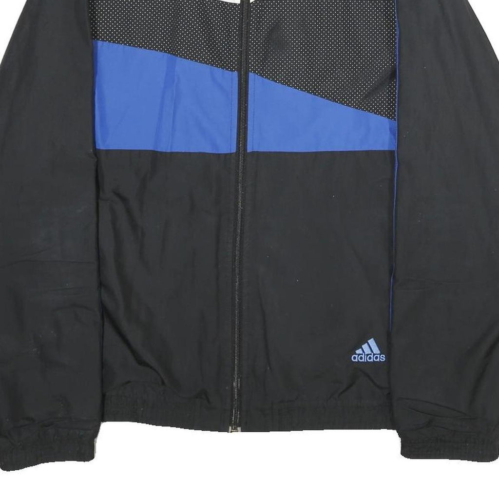 ADIDAS Mens Black & Blue Zip Track Jacket M Polyester Sport Casual