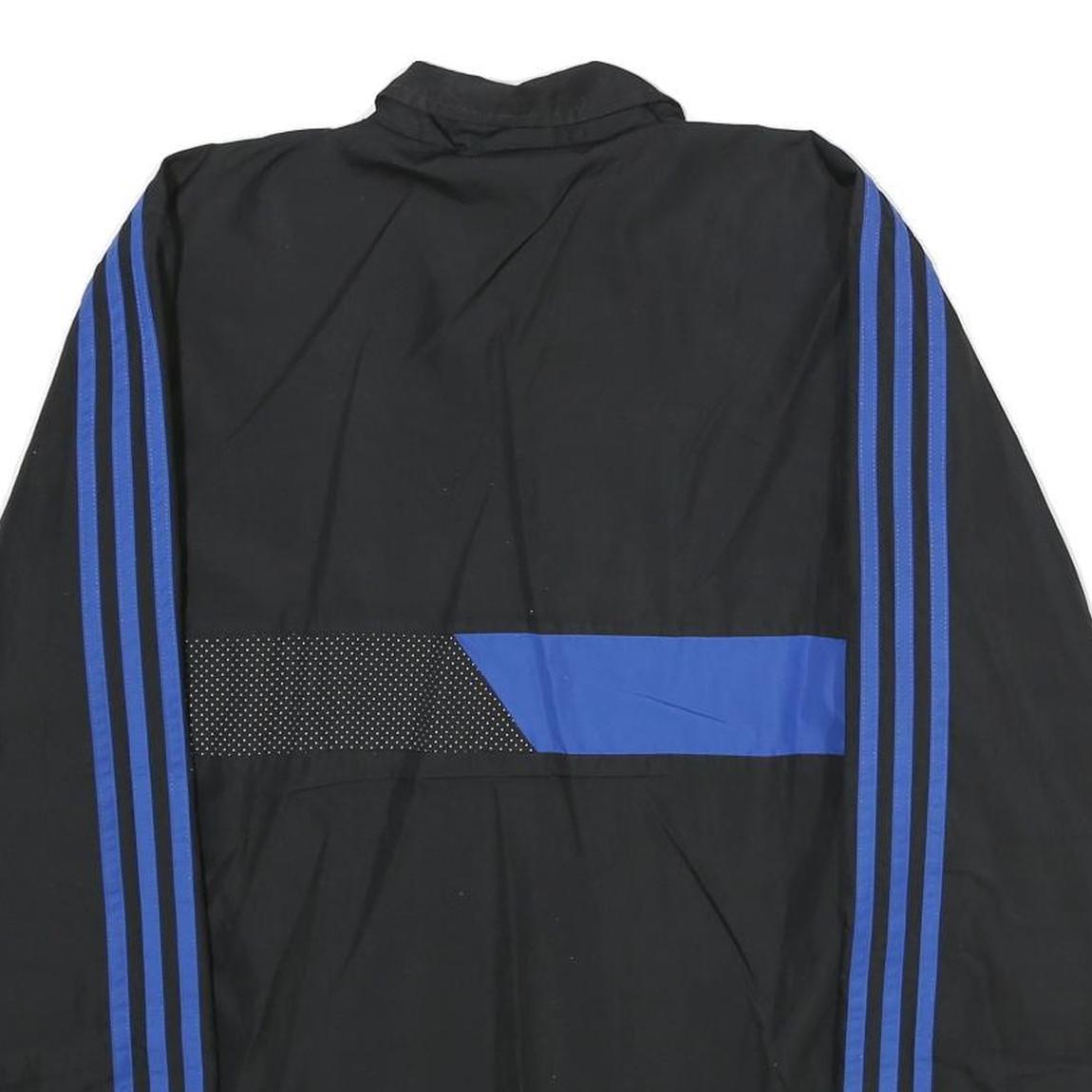 ADIDAS Mens Black & Blue Zip Track Jacket M Polyester Sport Casual