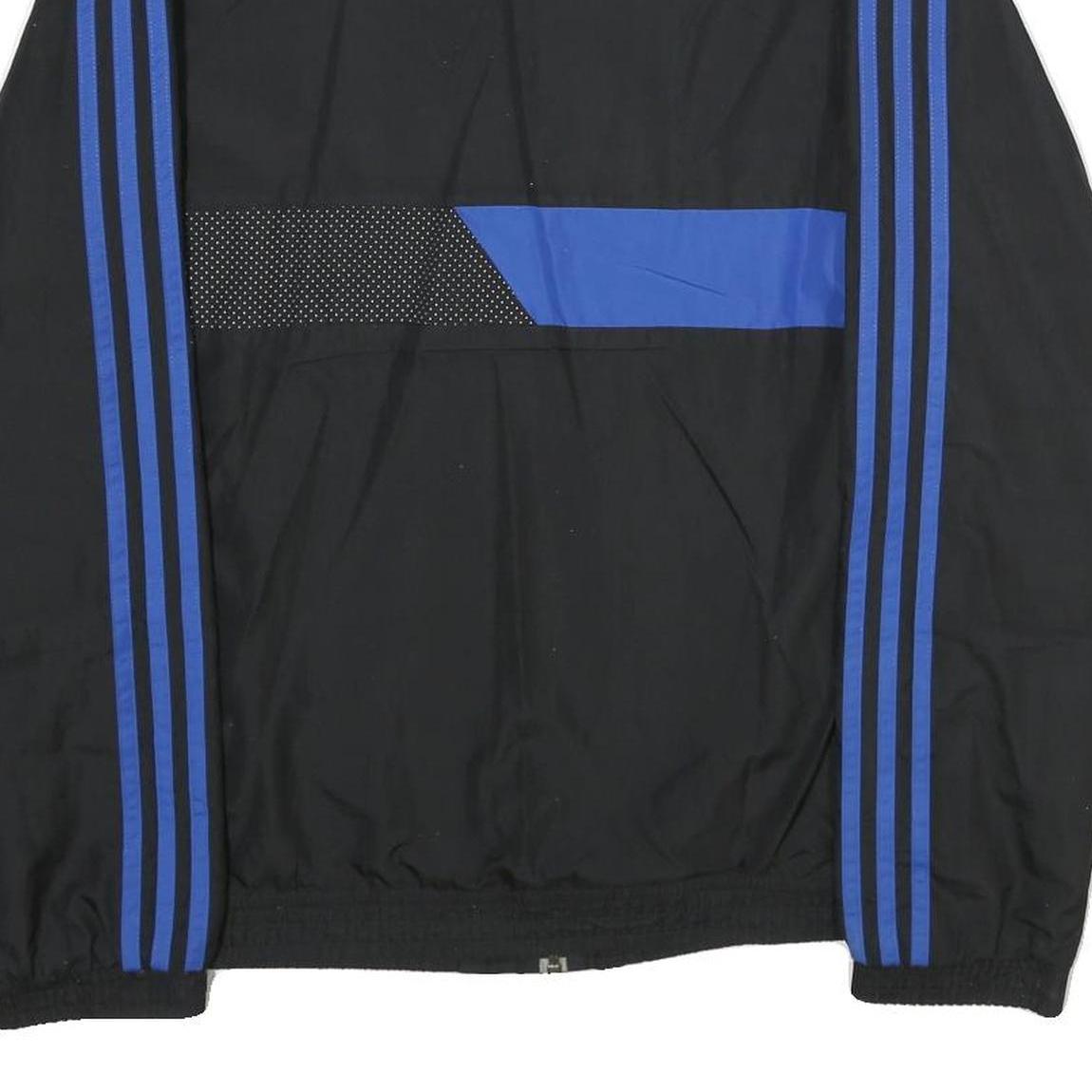 ADIDAS Mens Black & Blue Zip Track Jacket M Polyester Sport Casual
