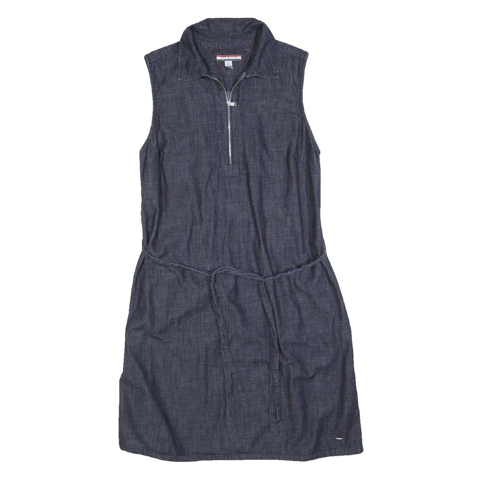TOMMY HILFIGER Womens Blue Denim Sleeveless Day Dress Cotton Blend L Casual