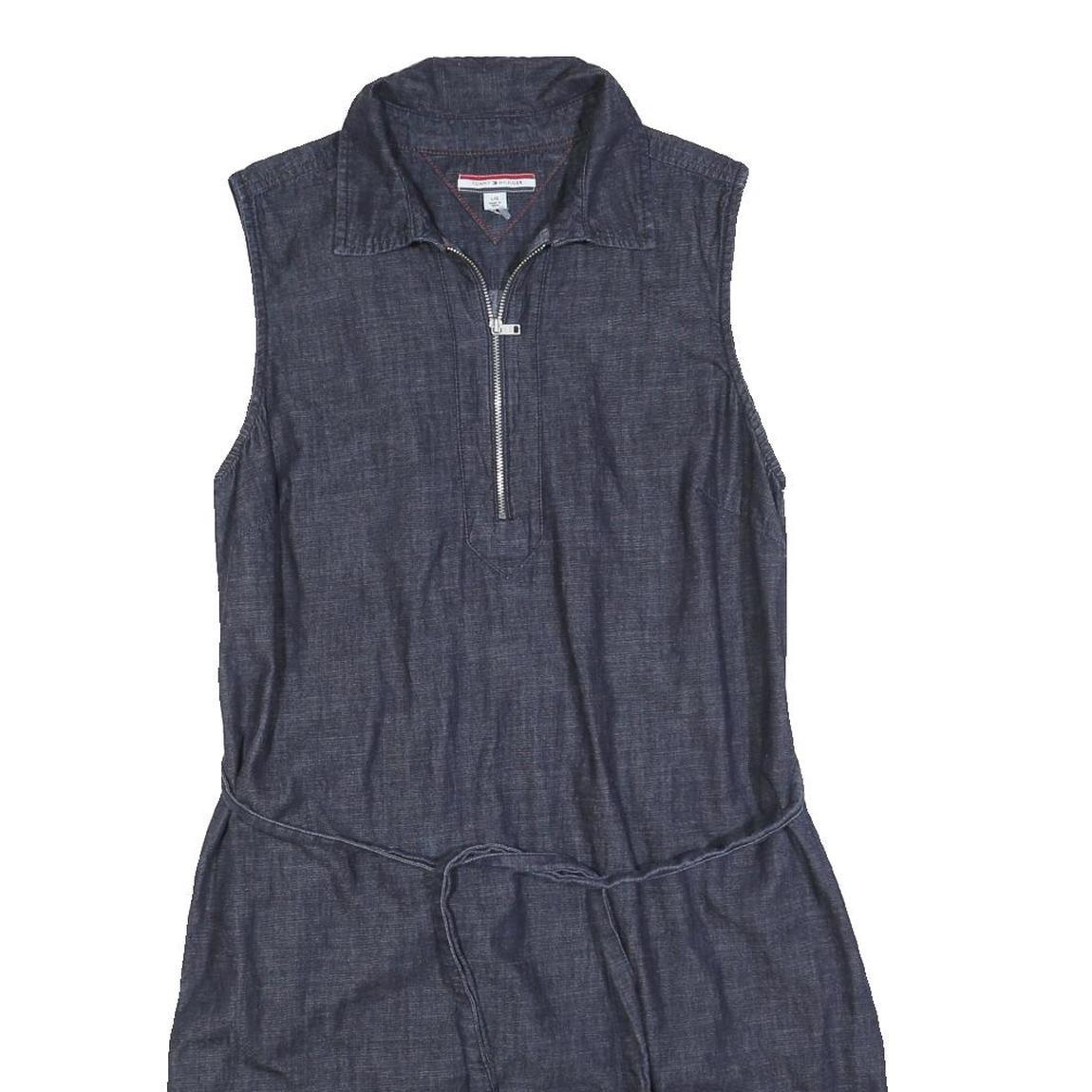TOMMY HILFIGER Womens Blue Denim Sleeveless Day Dress Cotton Blend L Casual