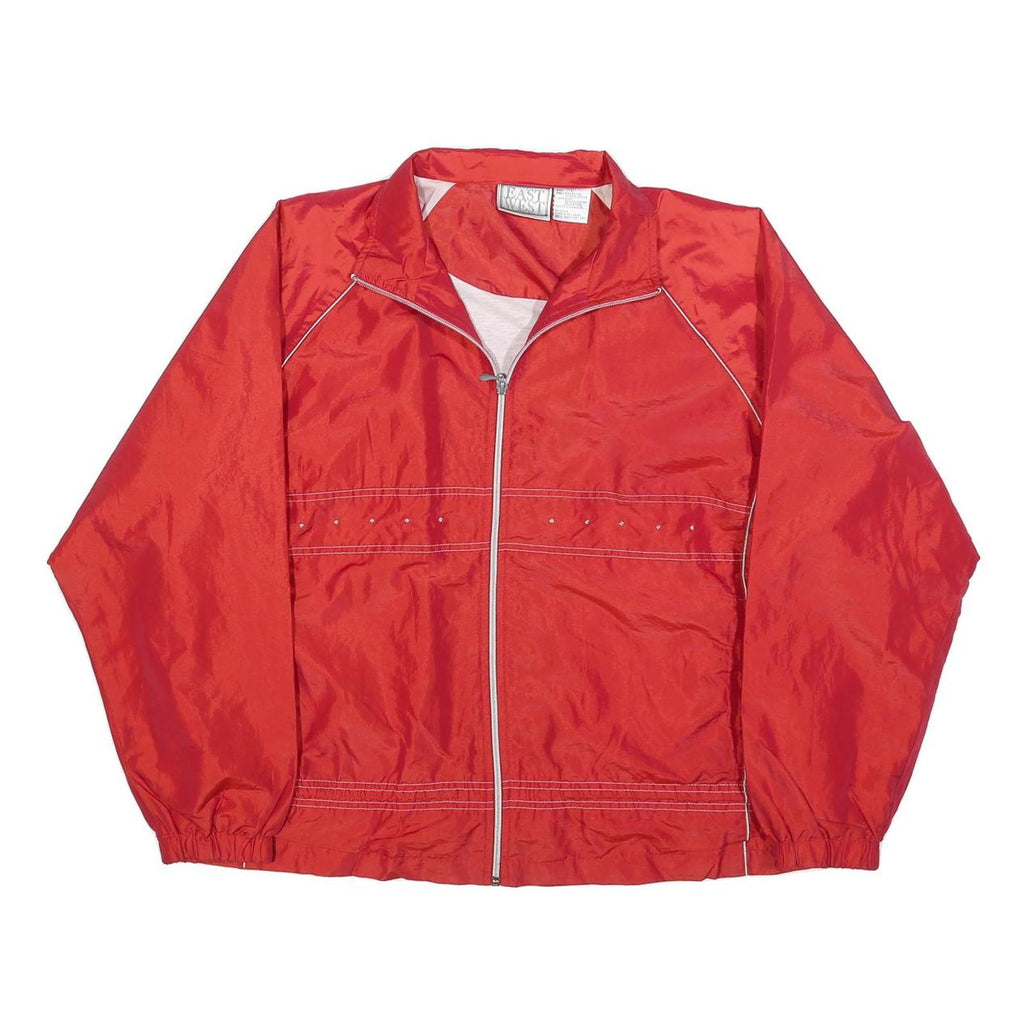 EAST WEST Womens Red Zip Nylon Jacket L Casual Lightweight Outerwear