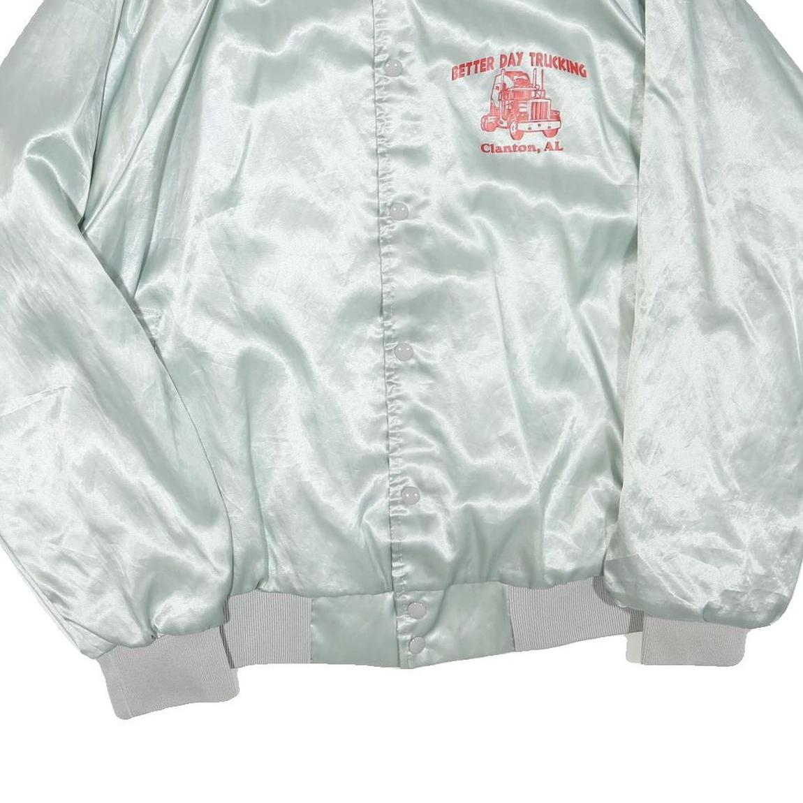 AUBURN Mens Pale Green Satin Button Jacket XL Polyester Blend Sporty Casual