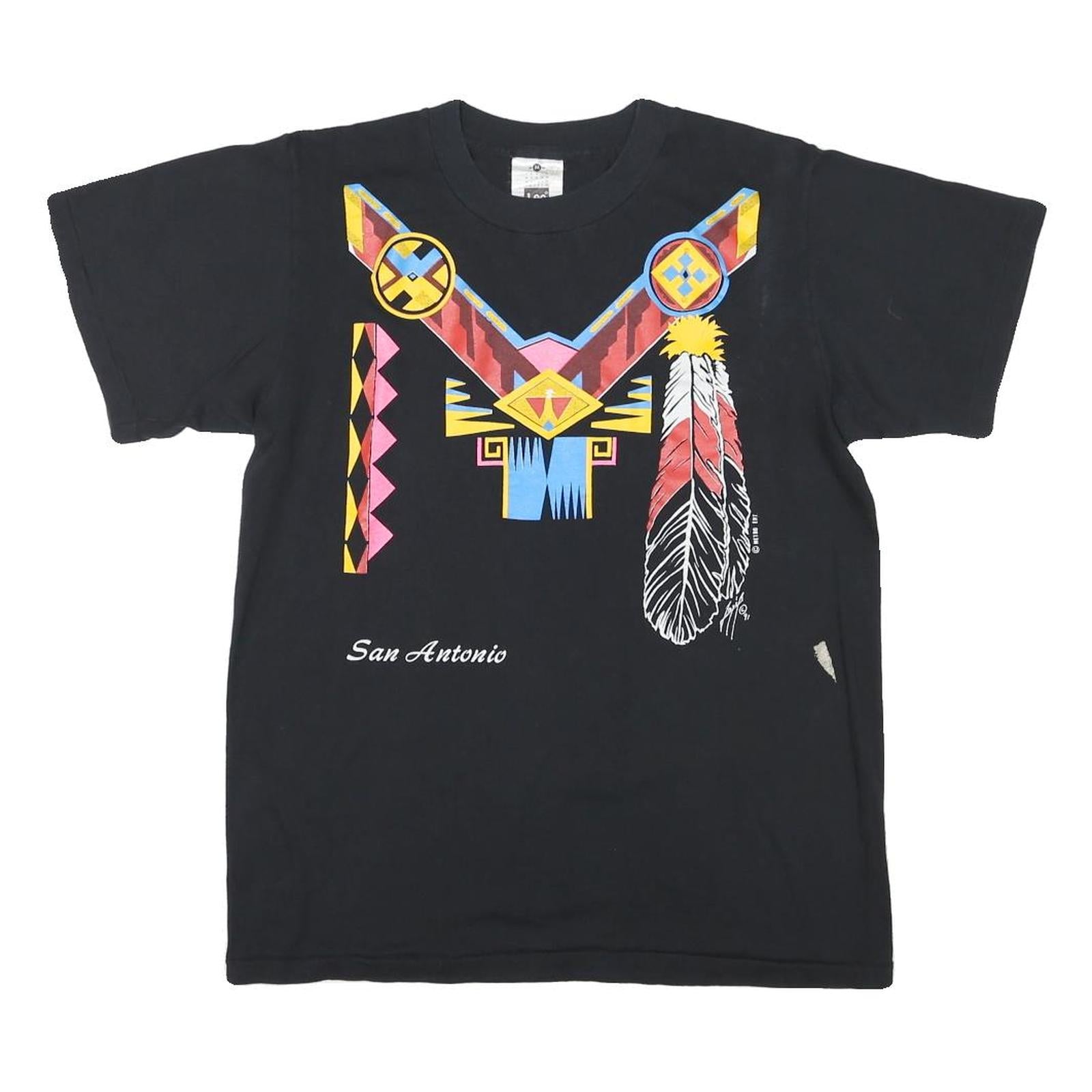 LEE Mens Black Graphic T-Shirt M Short Sleeve Crew Neck San Antonio