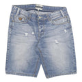 BROADWAY Mens Denim Blue Casual Shorts L W34 Distressed Cotton Blend