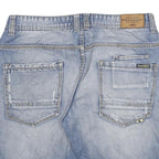 BROADWAY Mens Denim Blue Casual Shorts L W34 Distressed Cotton Blend