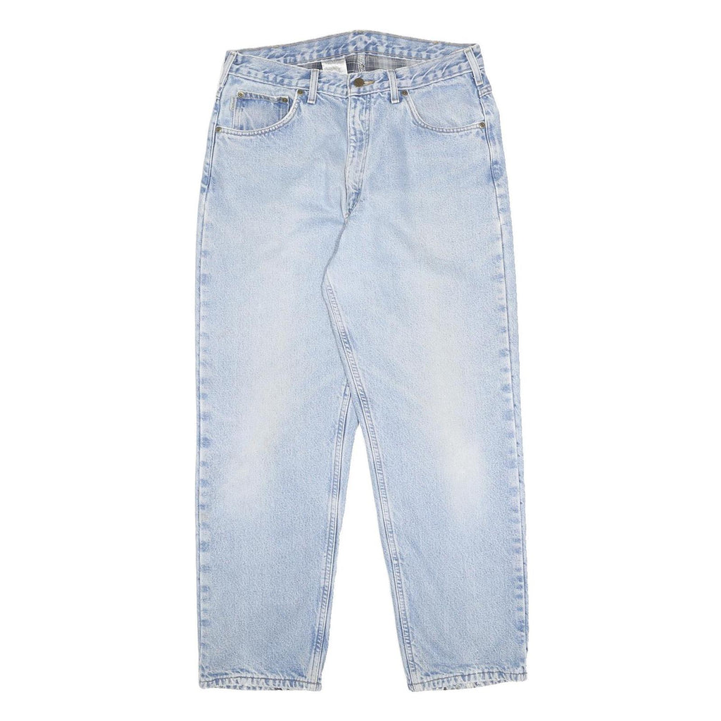 CARHARTT Blanket Lined Mens Relaxed Light Blue Denim Jeans W34 L30 Workwear