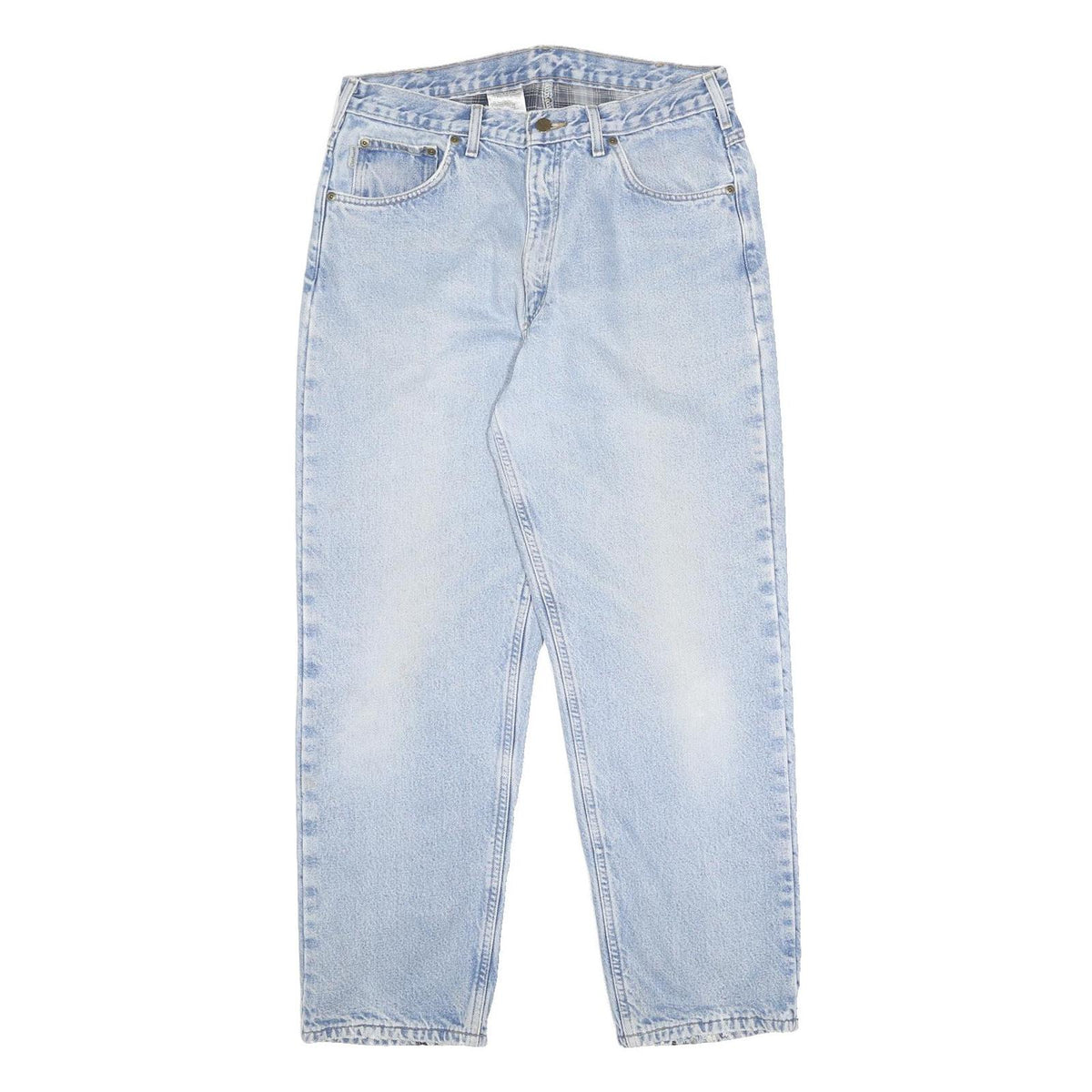 CARHARTT Blanket Lined Mens Relaxed Light Blue Denim Jeans W34 L30 Workwear