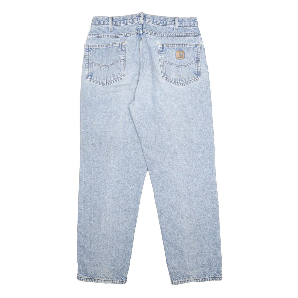 CARHARTT Blanket Lined Mens Relaxed Light Blue Denim Jeans W34 L30 Workwear