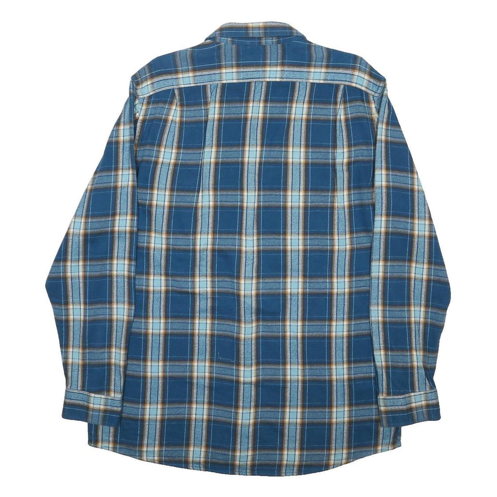 LL BEAN Mens Blue & Brown Plaid Shirt L Cotton Long Sleeve Casual