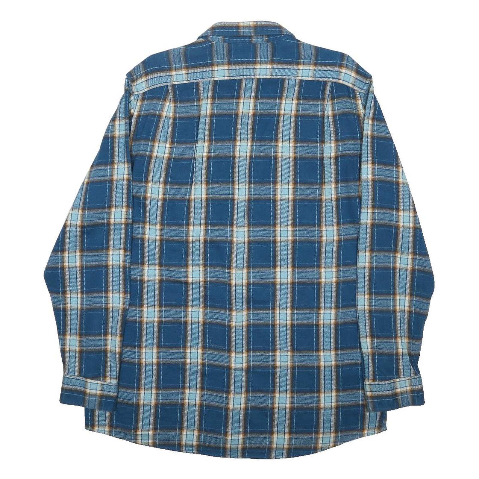 LL BEAN Mens Blue & Brown Plaid Shirt L Cotton Long Sleeve Casual