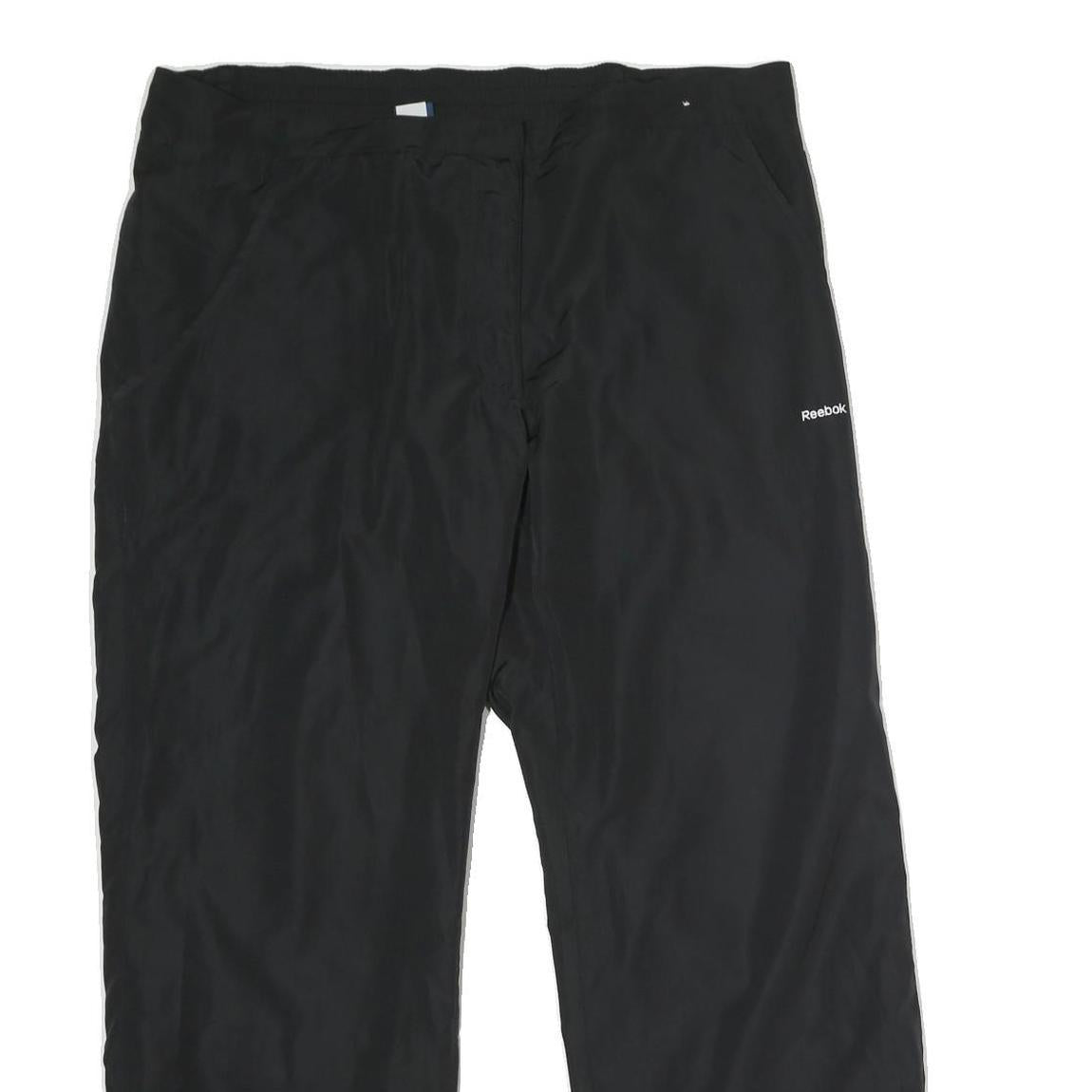 REEBOK Womens Black Polyester Regular Fit Straight Leg Trousers W36 L29 Sports