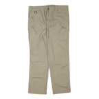 Mens Beige Polyester Blend Regular Fit Straight Leg Trousers W37 L28 Casual Zip