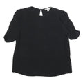 WHISTLES Womens Black Puff Sleeve Top Short Sleeve Round Neck UK 10