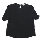 WHISTLES Womens Black Puff Sleeve Top Short Sleeve Round Neck UK 10