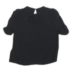 WHISTLES Womens Black Puff Sleeve Top Short Sleeve Round Neck UK 10