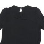 WHISTLES Womens Black Puff Sleeve Top Short Sleeve Round Neck UK 10