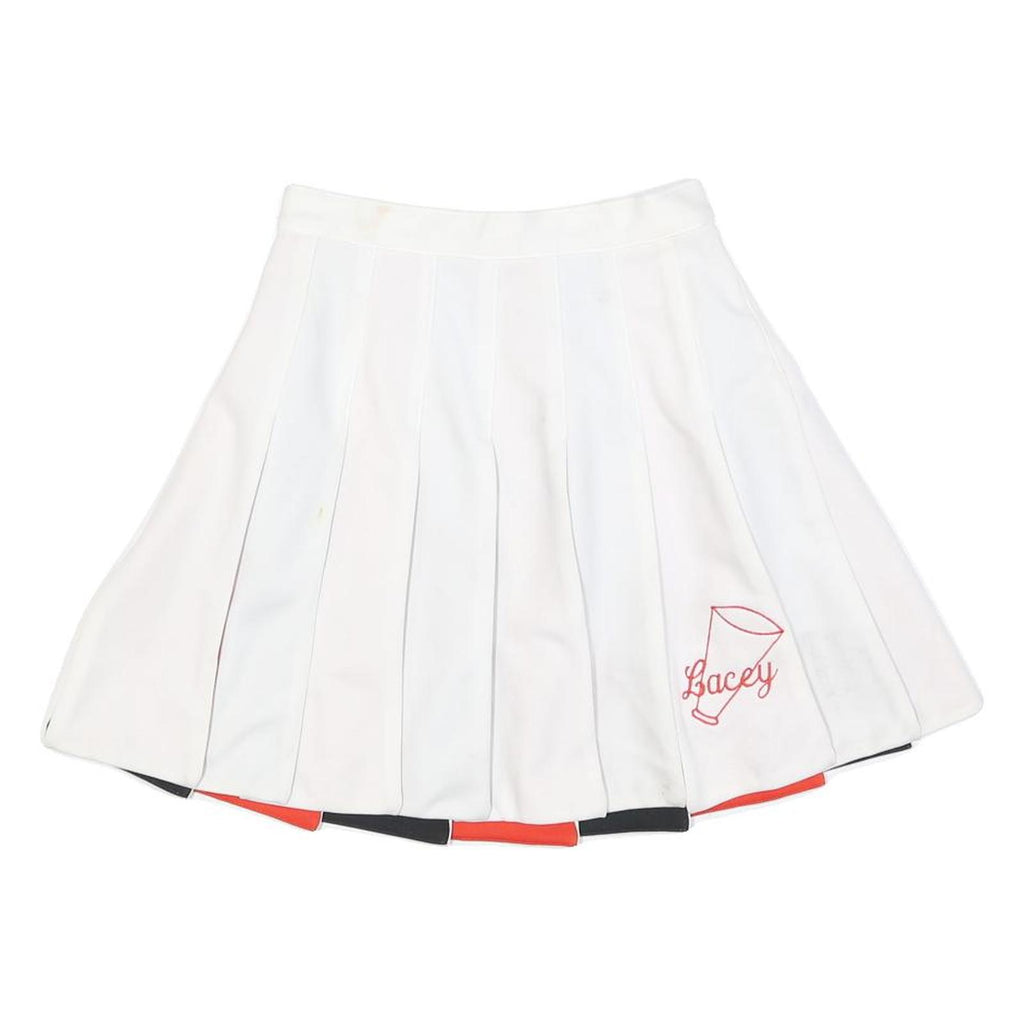 GD Womens White & Red Pleated Short Polyester Blend Skirt XS Cheerleader Style
