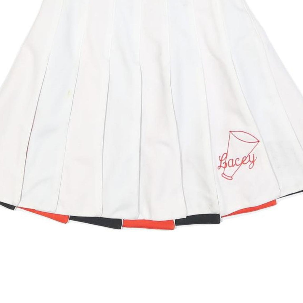 GD Womens White & Red Pleated Short Polyester Blend Skirt XS Cheerleader Style
