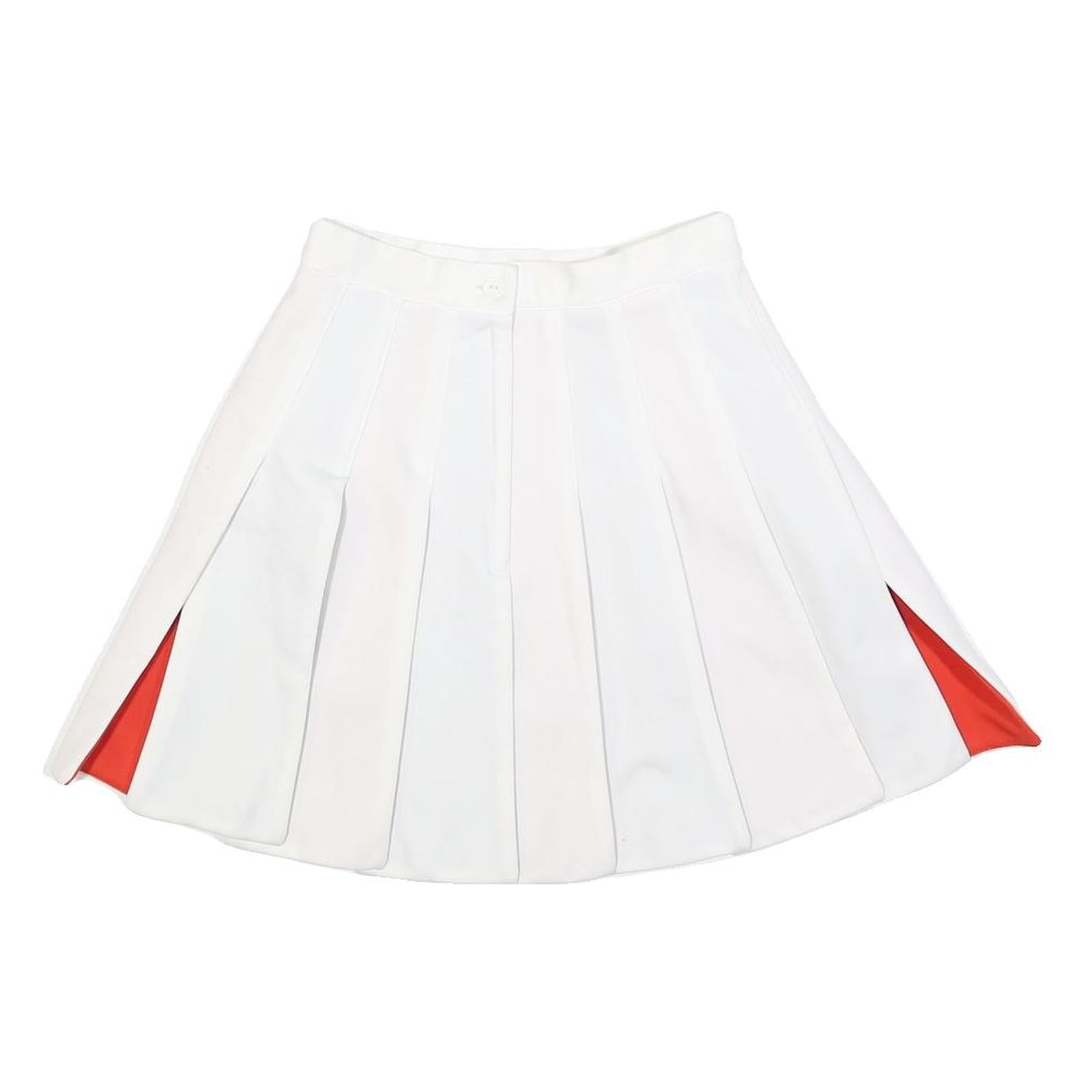 GD Womens White & Red Pleated Short Polyester Blend Skirt XS Cheerleader Style
