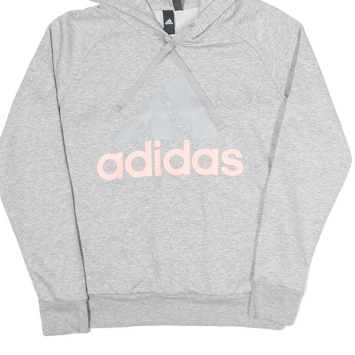 ADIDAS Womens Grey Hoodie M Cotton Blend Pullover Casual Sweatshirt