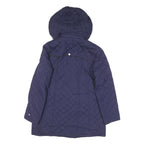 TOMMY HILFIGER Womens Blue Quilted Hooded Jacket M Polyester Blend Zip