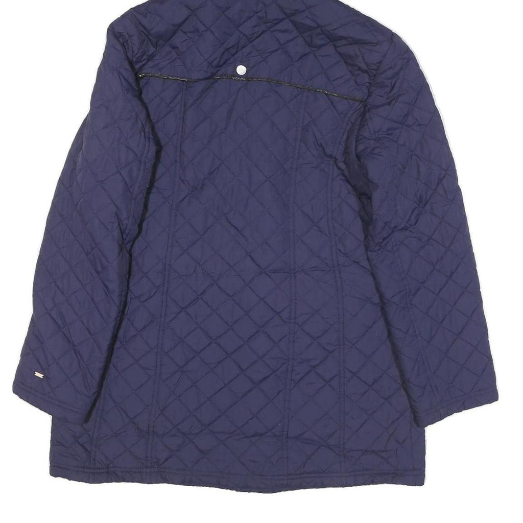 TOMMY HILFIGER Womens Blue Quilted Hooded Jacket M Polyester Blend Zip