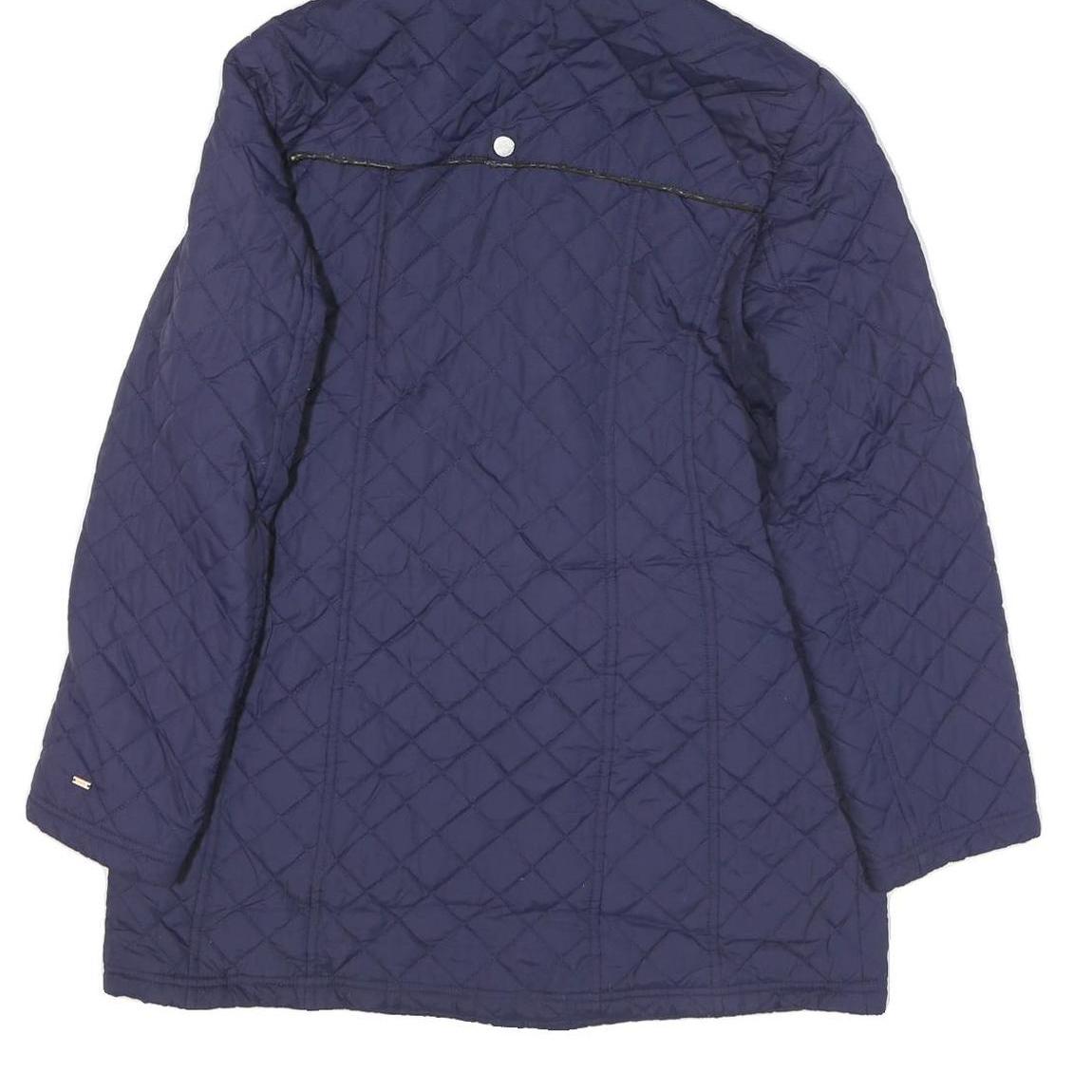 TOMMY HILFIGER Womens Blue Quilted Hooded Jacket M Polyester Blend Zip