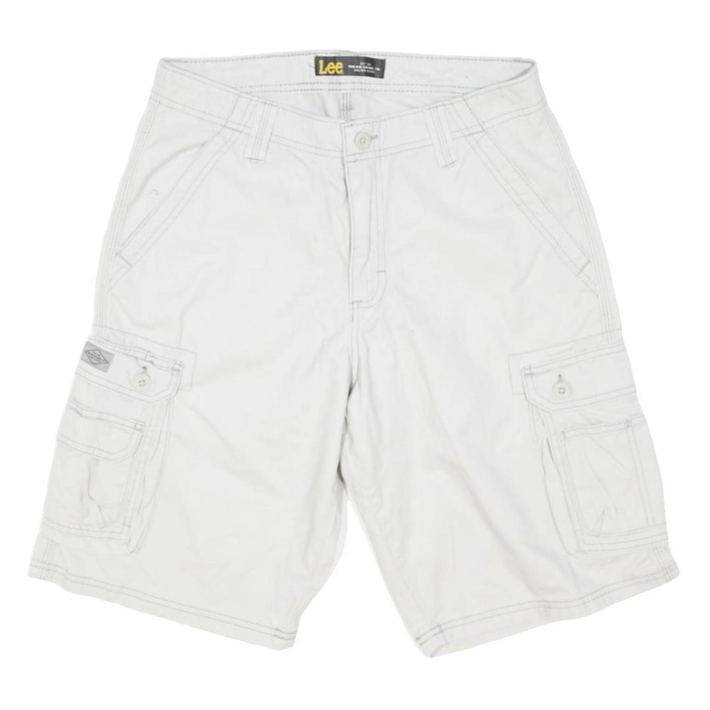 LEE Mens White Cargo Cotton Blend Shorts M W30 Casual Utility Pocketed