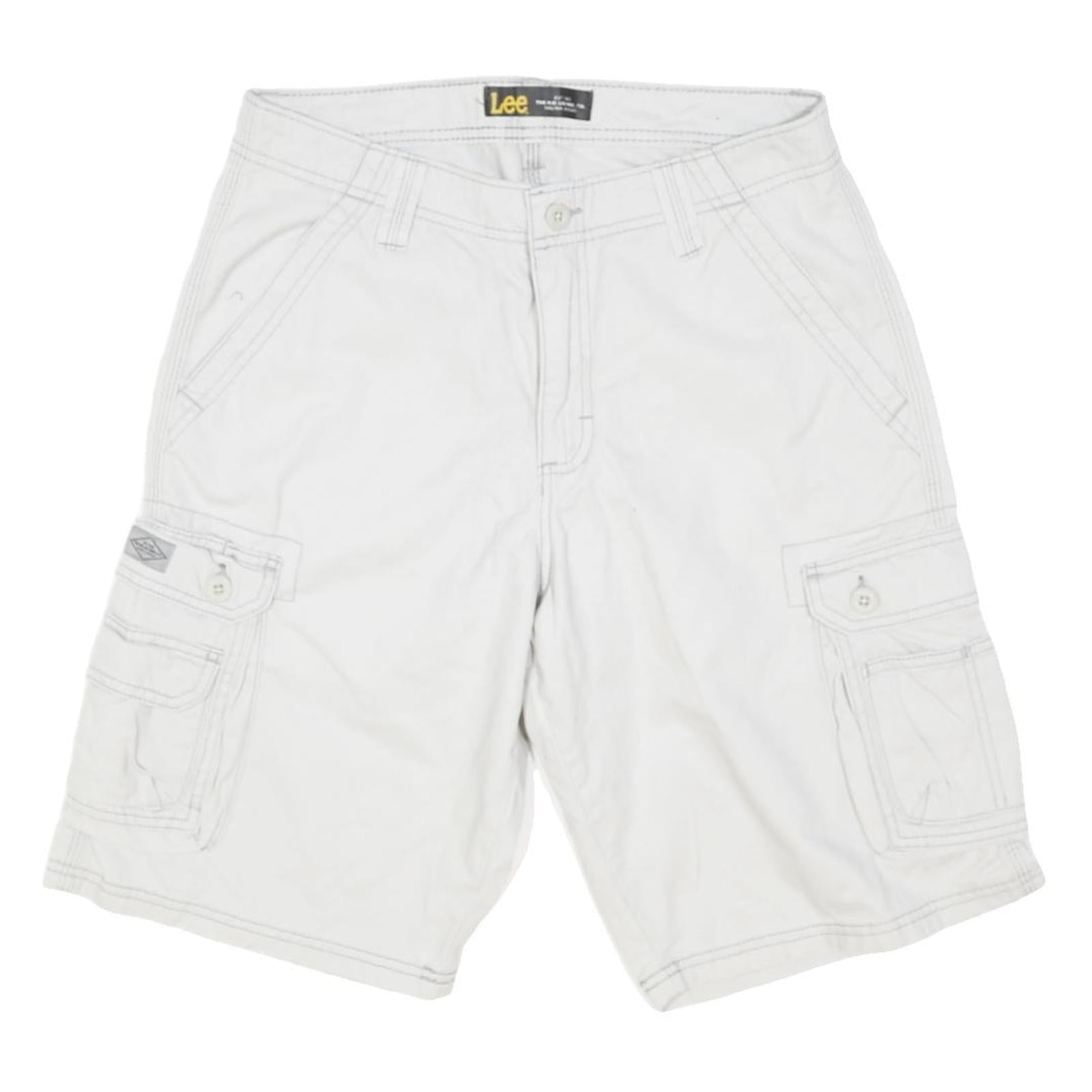 LEE Mens White Cargo Cotton Blend Shorts M W30 Casual Utility Pocketed