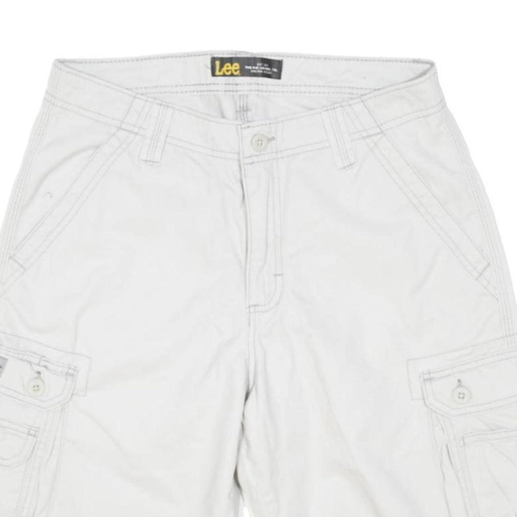 LEE Mens White Cargo Cotton Blend Shorts M W30 Casual Utility Pocketed