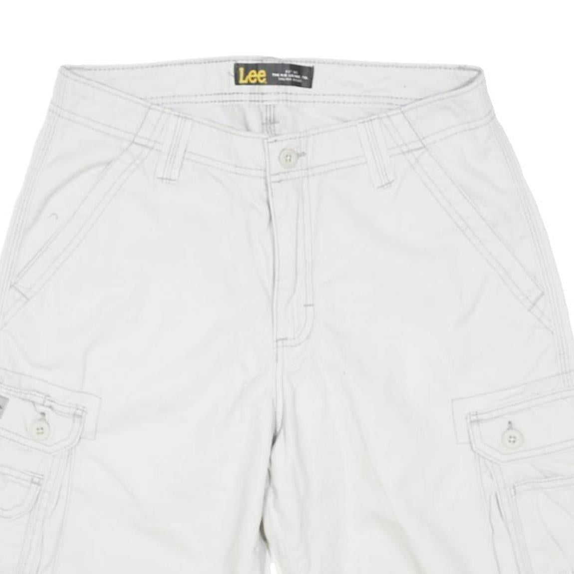 LEE Mens White Cargo Cotton Blend Shorts M W30 Casual Utility Pocketed