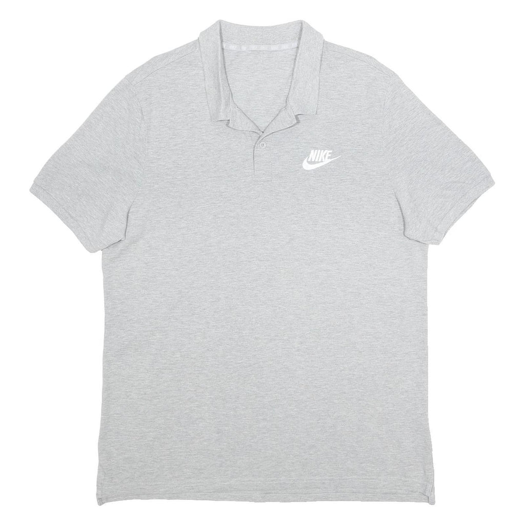 NIKE Mens Grey Short Sleeve Plain Polo Shirt XL Cotton Casual Sportswear