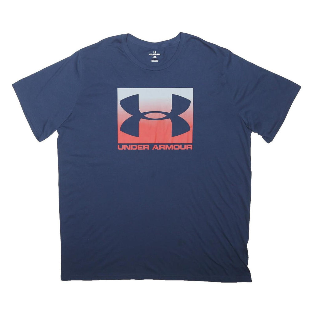 UNDER ARMOUR Mens Blue Cotton Blend Graphic T-Shirt 4XL Short Sleeve Crew Neck