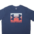 UNDER ARMOUR Mens Blue Cotton Blend Graphic T-Shirt 4XL Short Sleeve Crew Neck