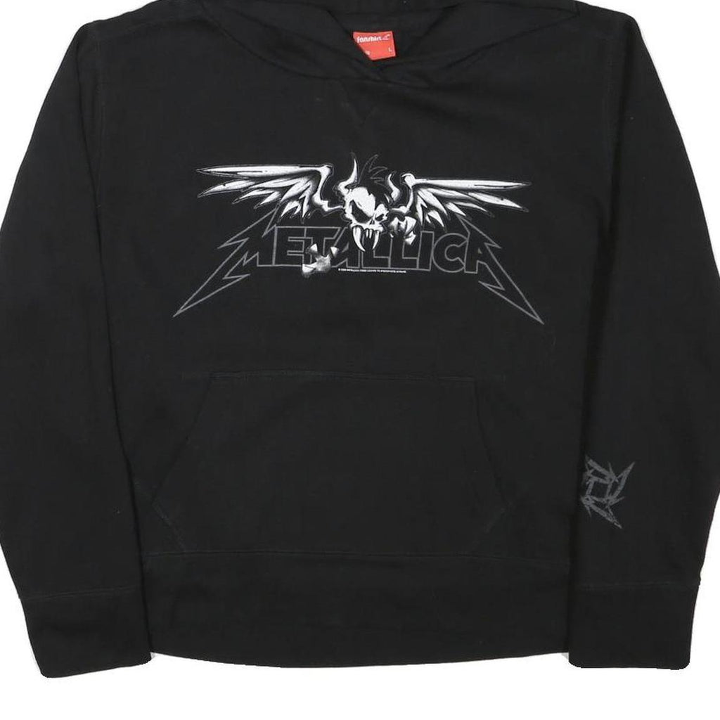 FANSHIRT Womens Black Hoodie L Metallica Logo Cotton Blend Pullover