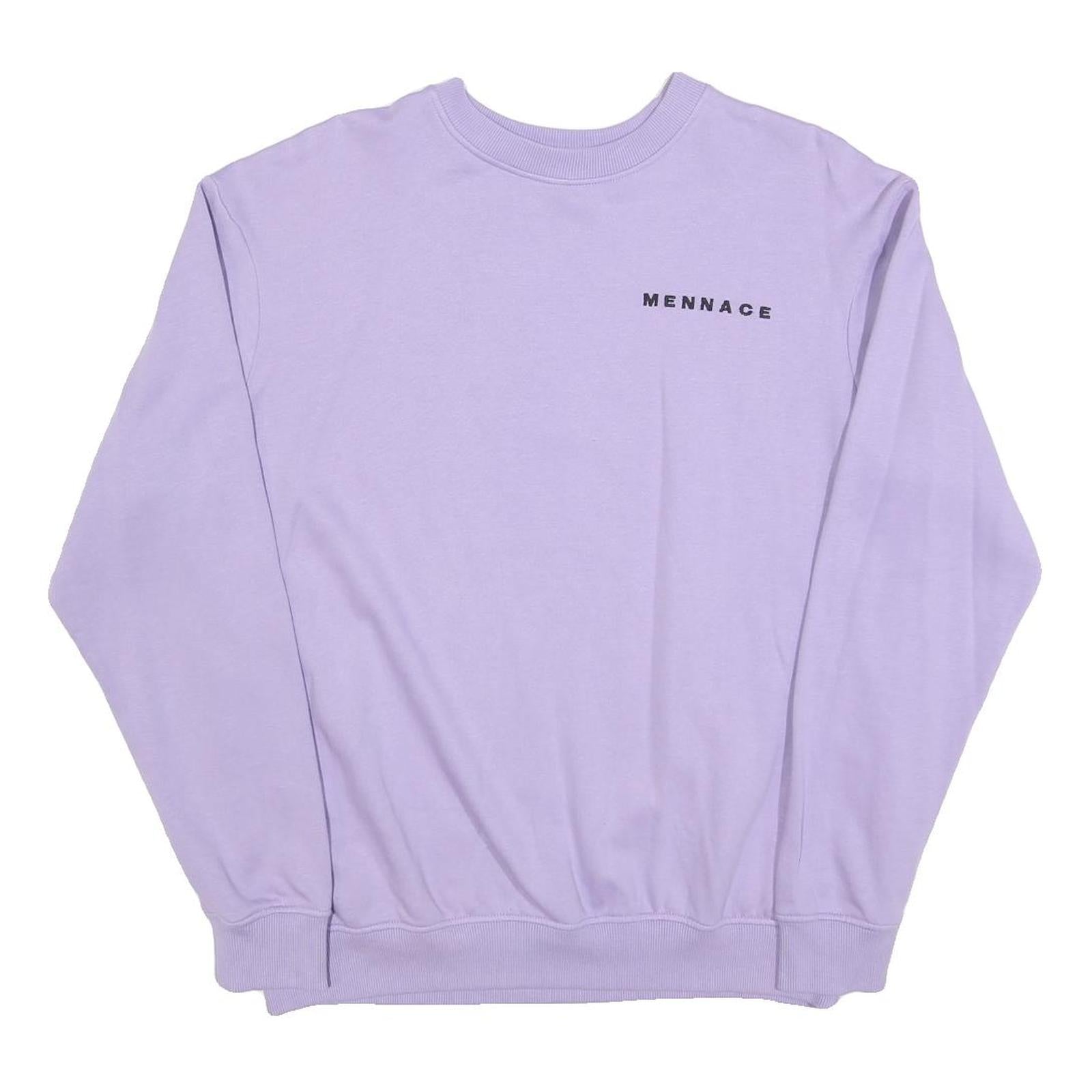 MENNACE Mens Lilac Sweatshirt S Crew Neck Cotton Blend Casual Pullover