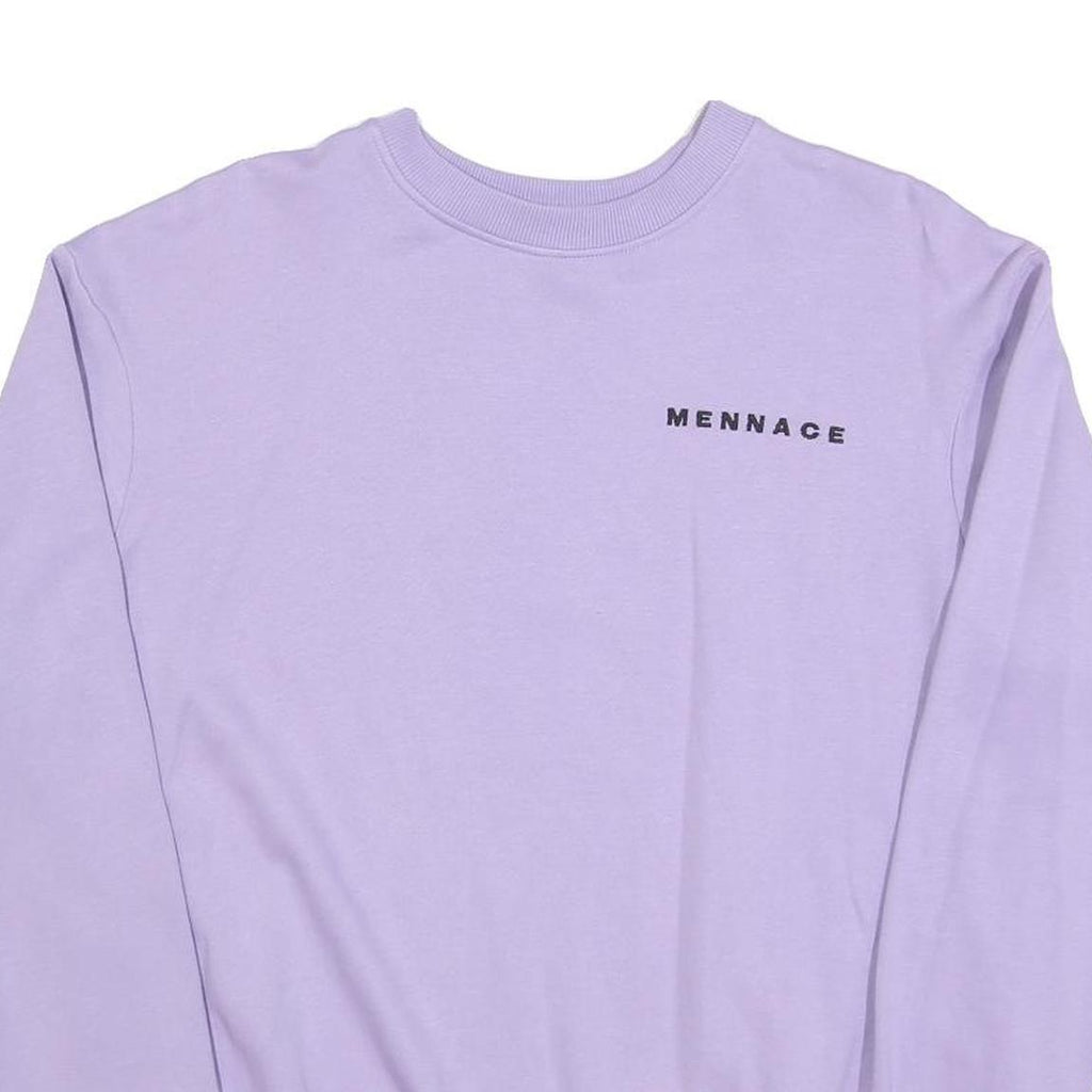 MENNACE Mens Lilac Sweatshirt S Crew Neck Cotton Blend Casual Pullover