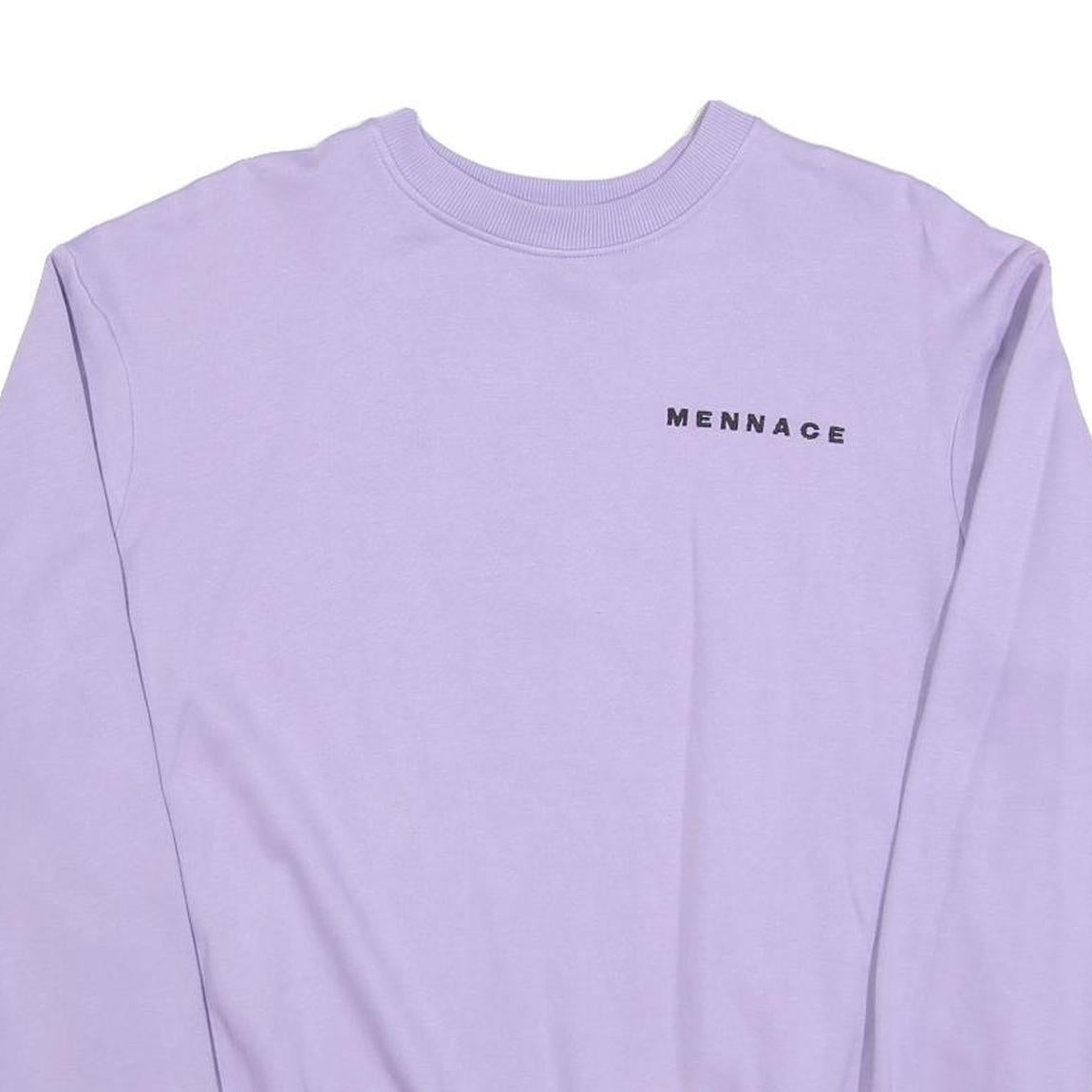 MENNACE Mens Lilac Sweatshirt S Crew Neck Cotton Blend Casual Pullover