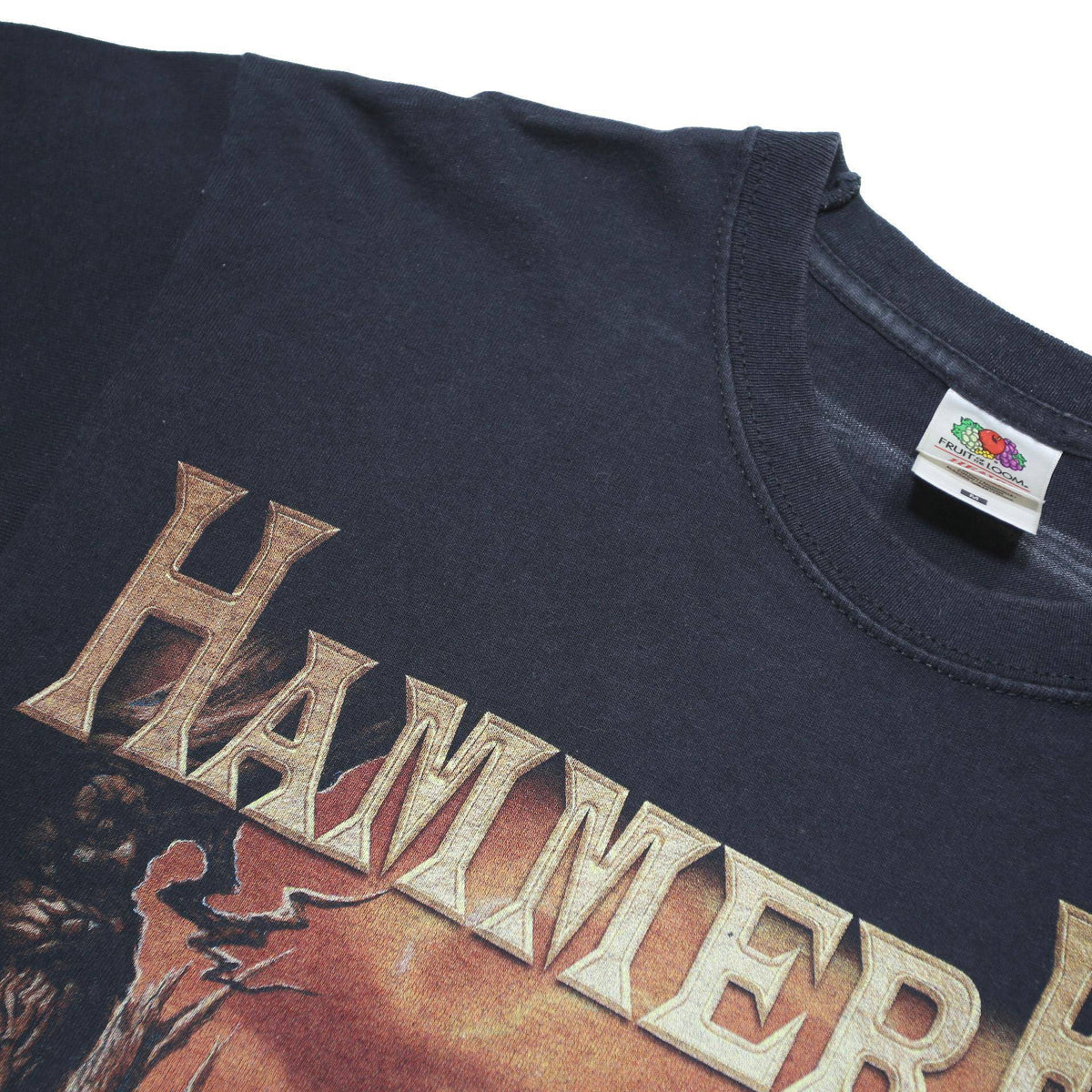FRUIT OF THE LOOM Mens Black Hammerfall Band T-Shirt M Short Sleeve Crew Neck