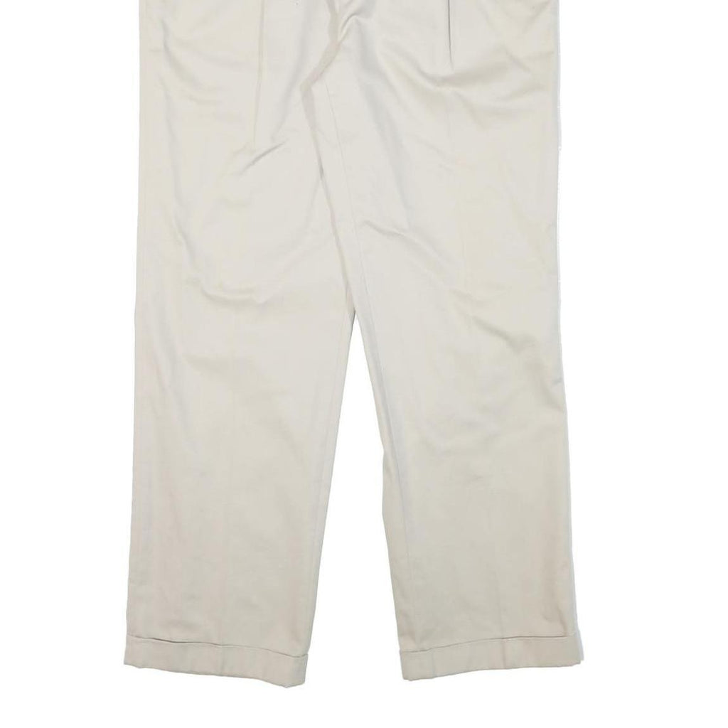 NAUTICA Mens Cotton Blend Cream Regular Straight Trousers W33 L30 Classic Style