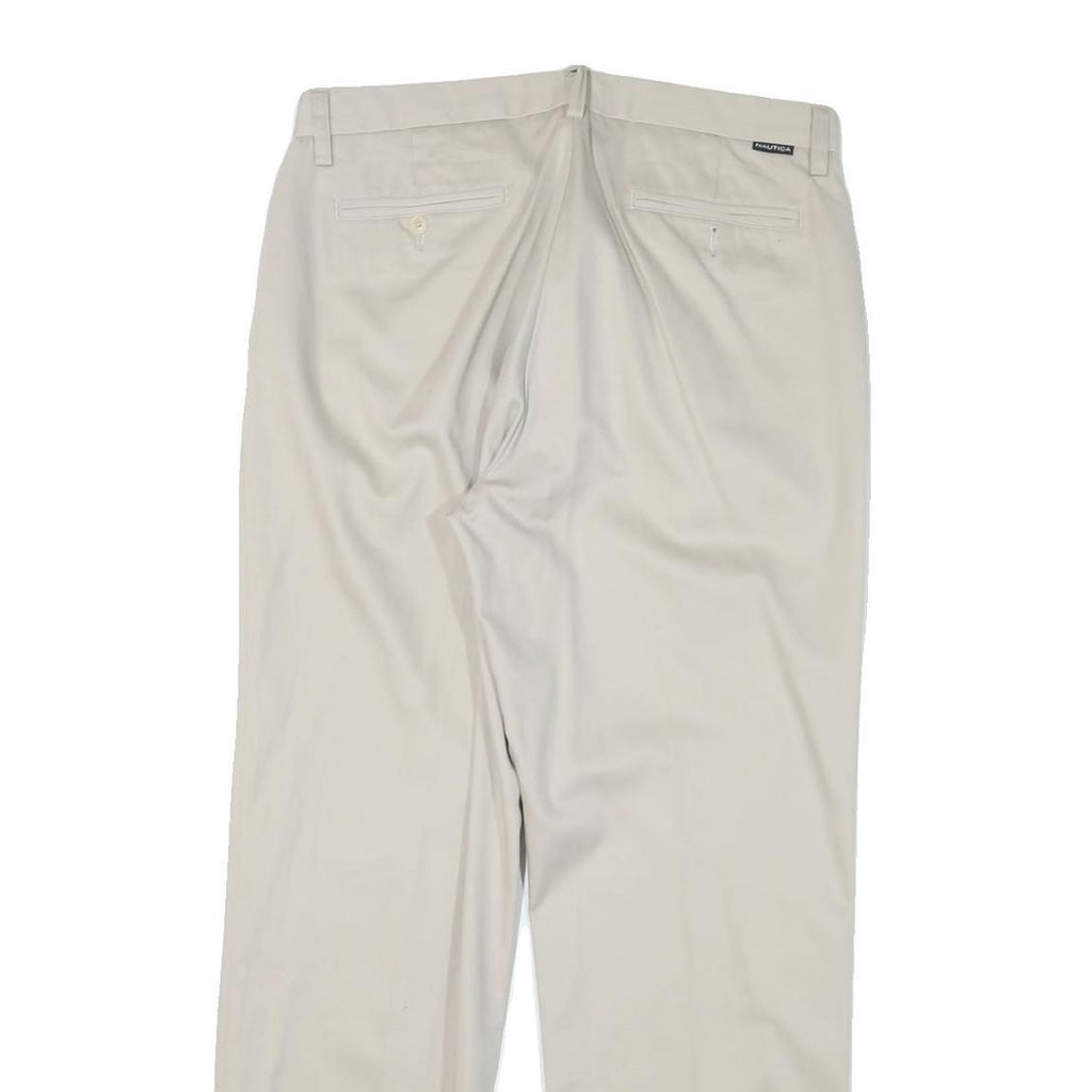 NAUTICA Mens Cotton Blend Cream Regular Straight Trousers W33 L30 Classic Style