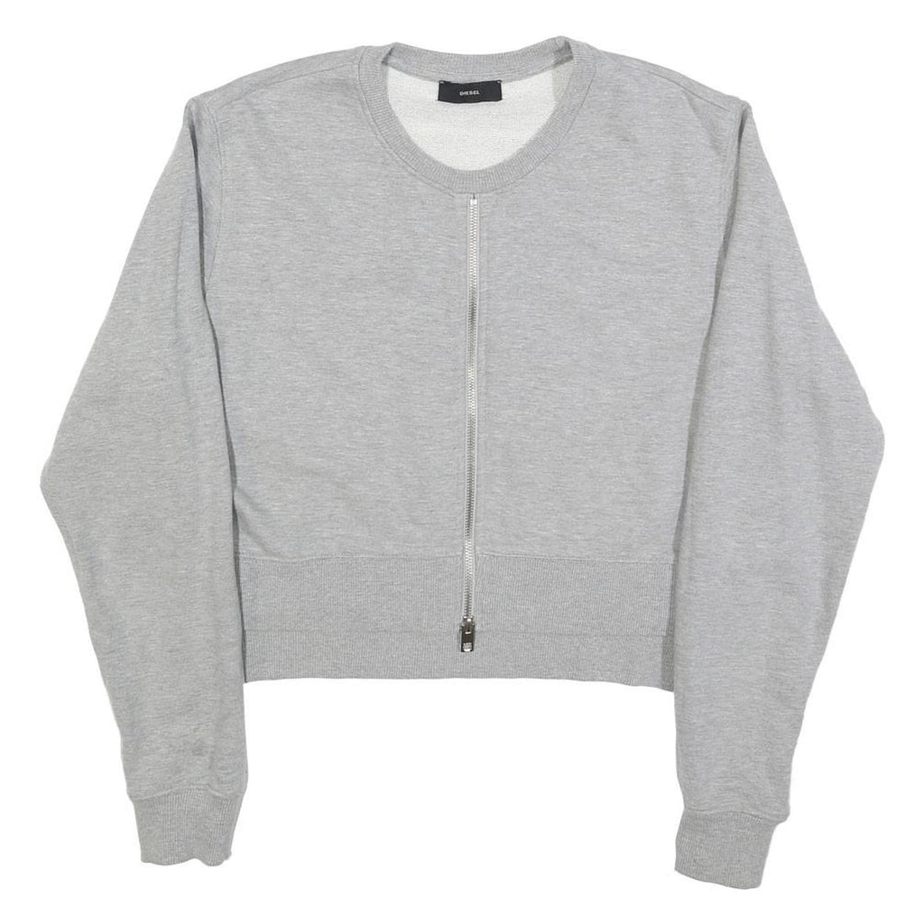 DIESEL Womens Grey Cotton Blend Crew Neck S Zip Up Sweatshirt Casual