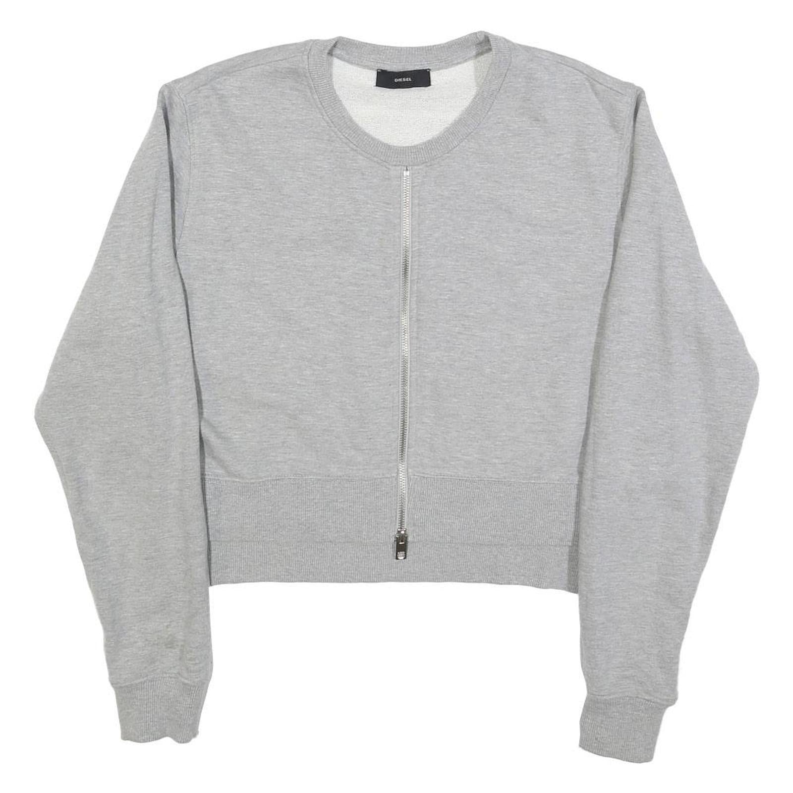 DIESEL Womens Grey Cotton Blend Crew Neck S Zip Up Sweatshirt Casual