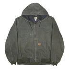 CARHARTT Mens Green Cotton Zip Hooded Jacket L Workwear Heavyweight Durable