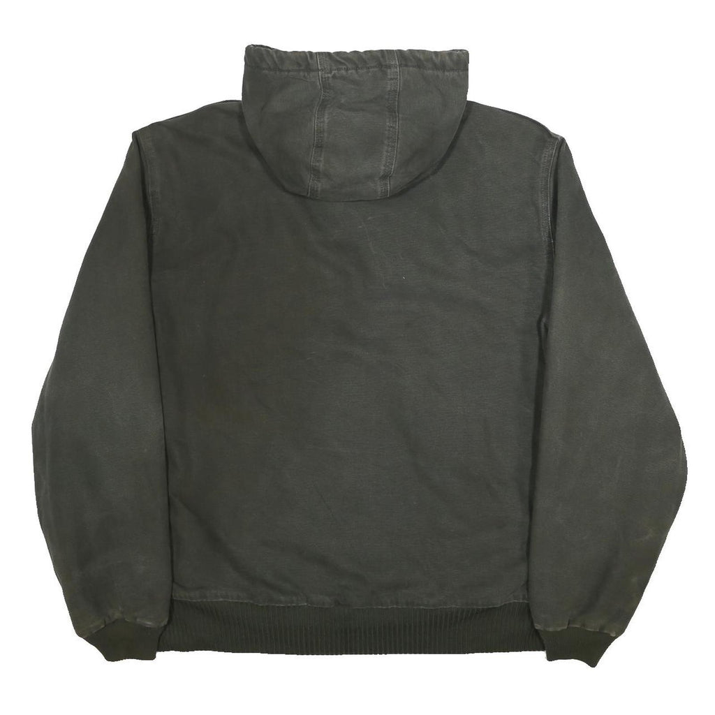 CARHARTT Mens Green Cotton Zip Hooded Jacket L Workwear Heavyweight Durable